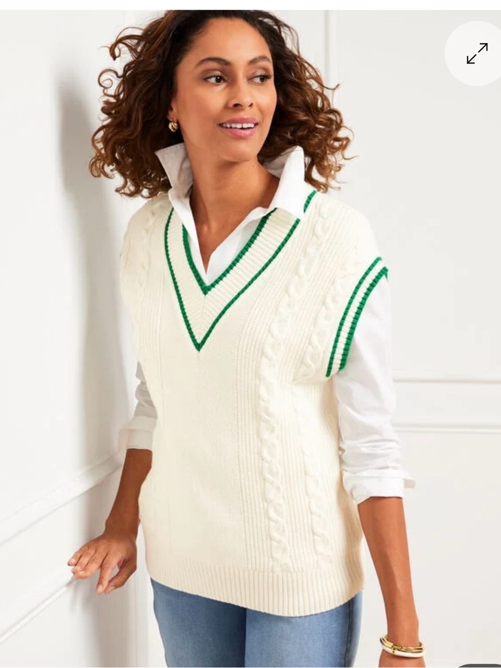 Talbots DROP SHOULDER CABLE KNIT SWEATER VEST